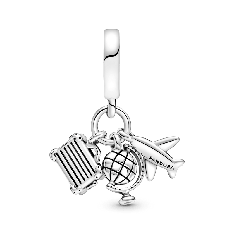berloque charm pendente avião globo e mala