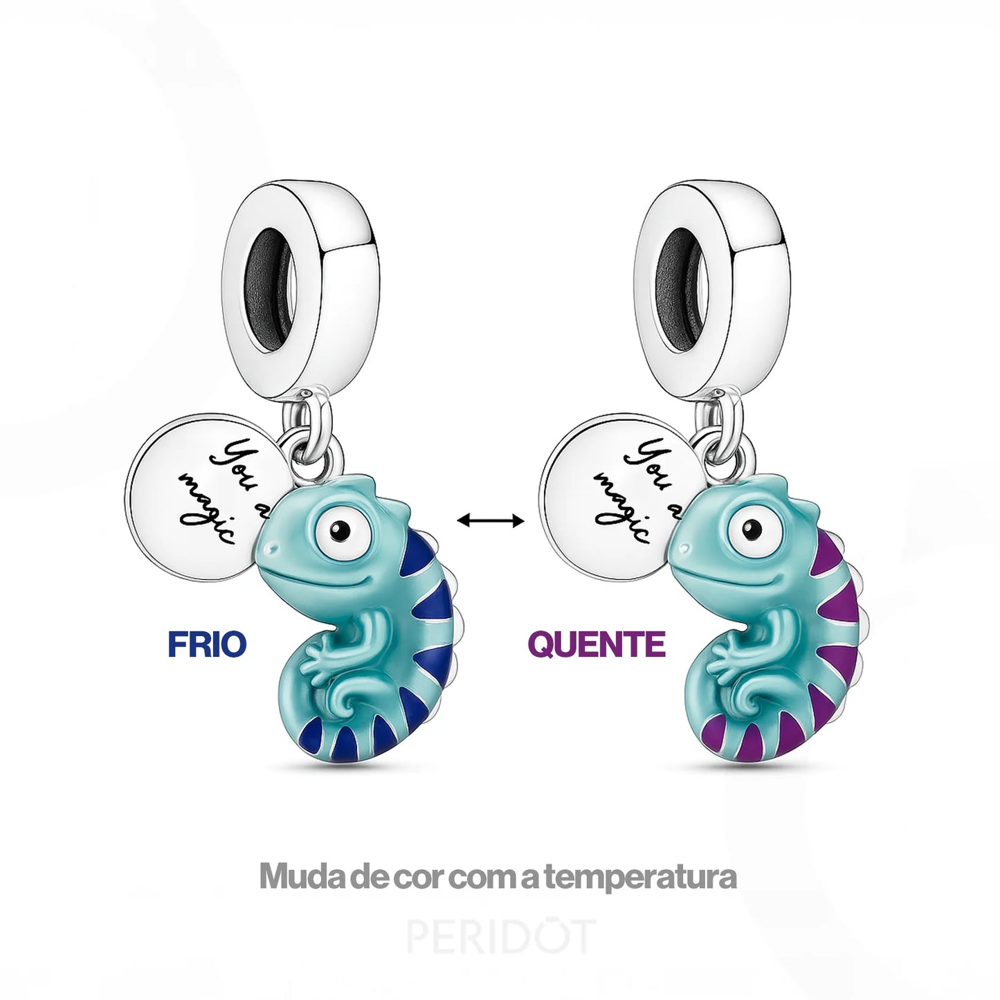 berloque charm camaleão muda de cor