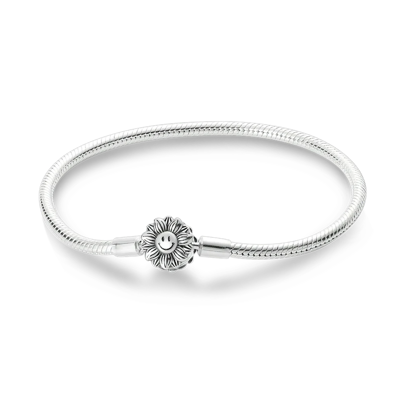 pulseira flexível de berloque fecho de girasol