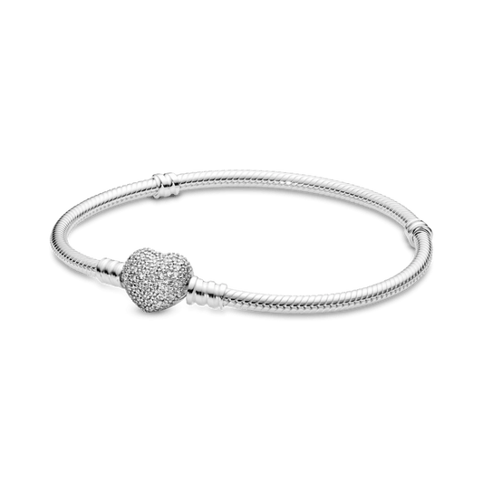 Pulseira Flexível para berloques Coração Cravejado