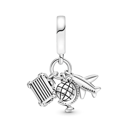 Berloque Charm Pendente Avião Globo E Mala