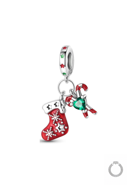 Berloque Meia de Natal com dois pingentes