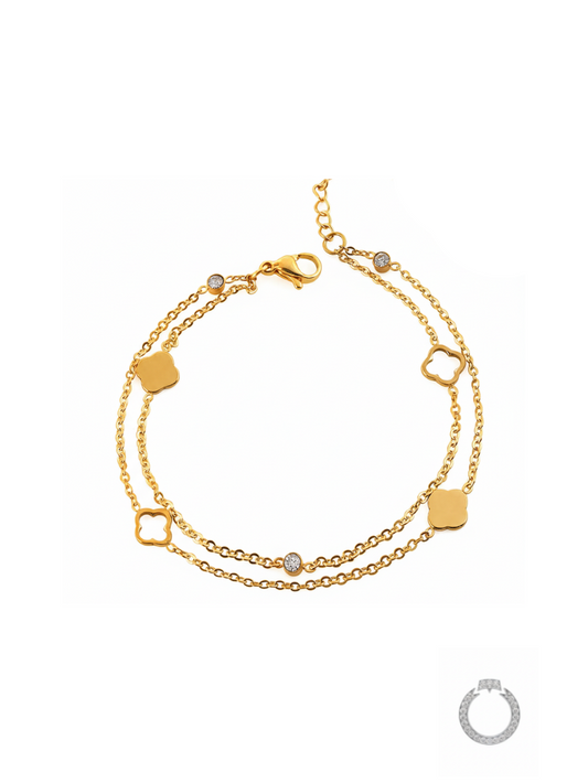 Pulseira Dupla Trevo de Brilho