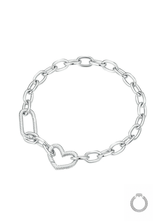 Pulseira Berloques Correntes Elos de Prata