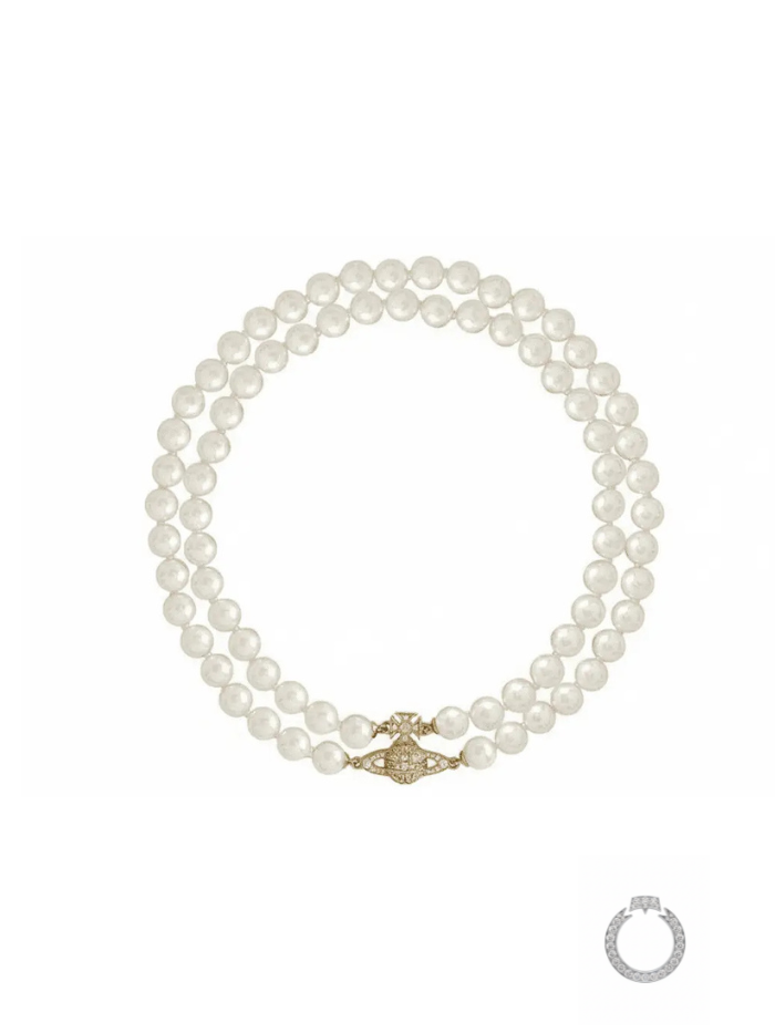 colar golden royal pearls – pérolas duplas com fecho dourado