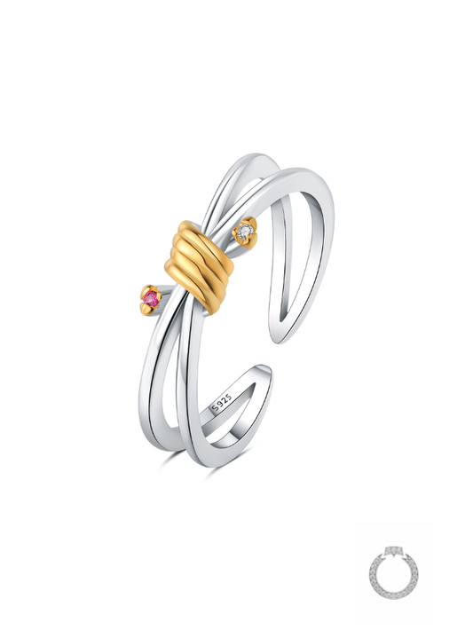 Anel Laço de Ouro e Prata