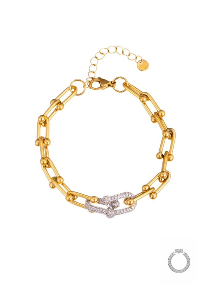 pulseira elo u cravejado