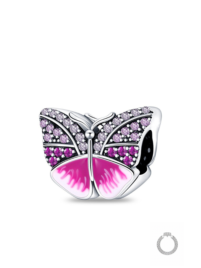 berloque borboleta pink cravejada