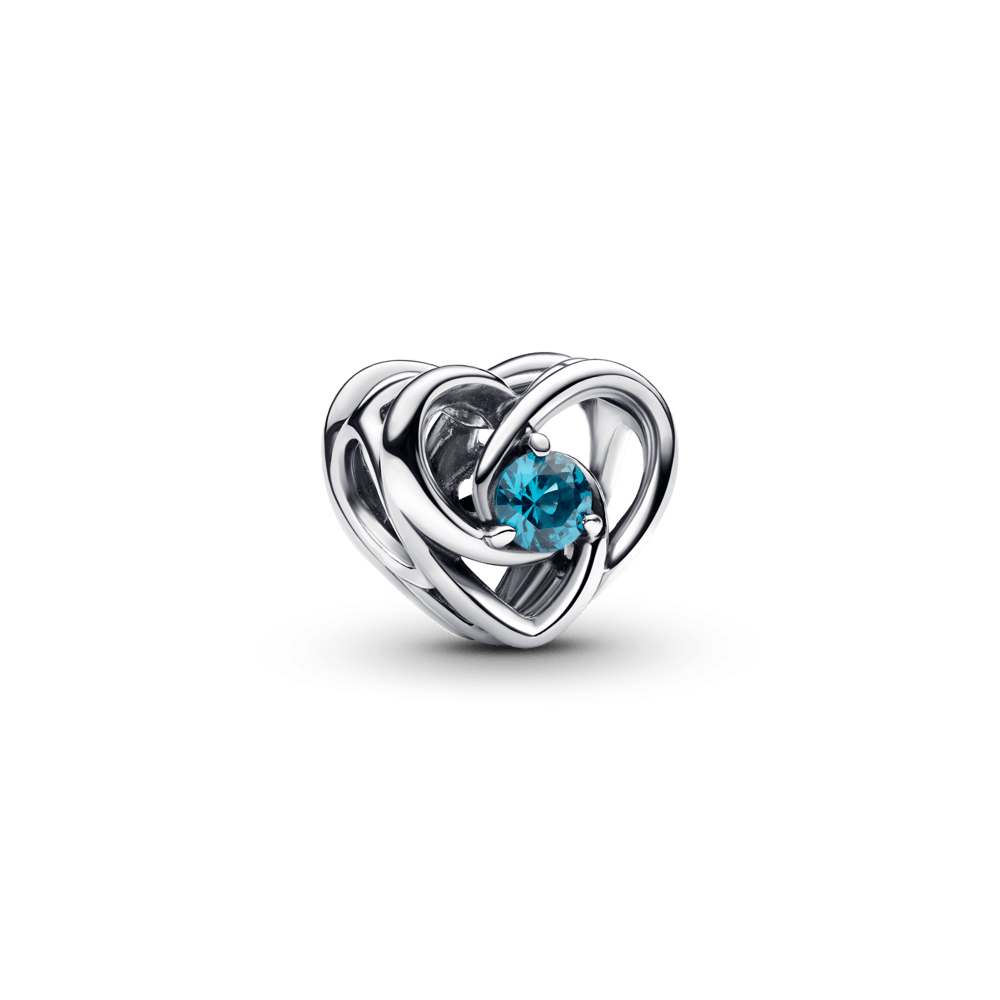 charm prata coracao da eternidade azul