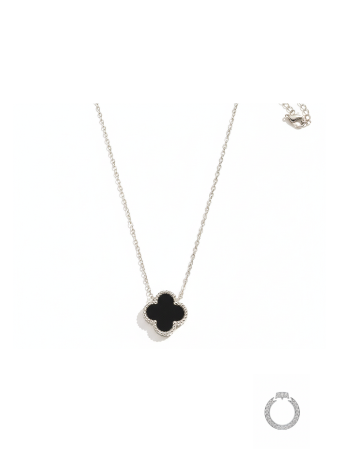 colar solitário trevo luxo