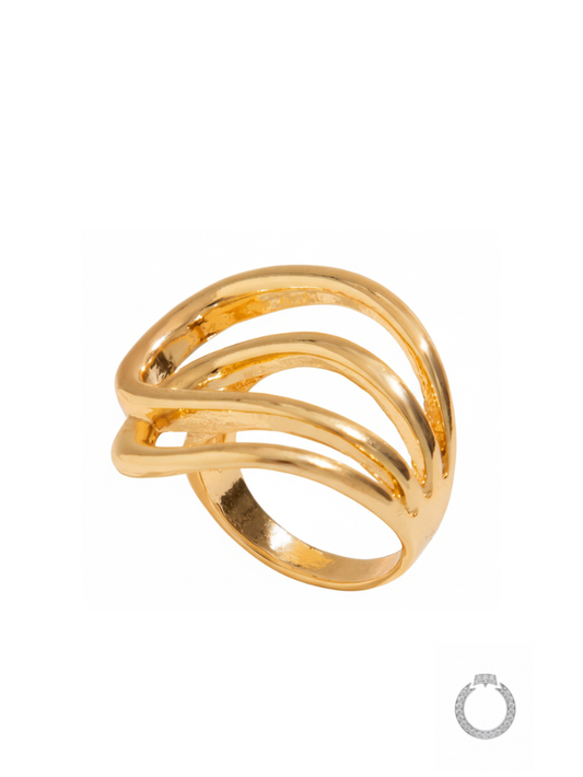 Anel Bold Vazado Waves Dourado