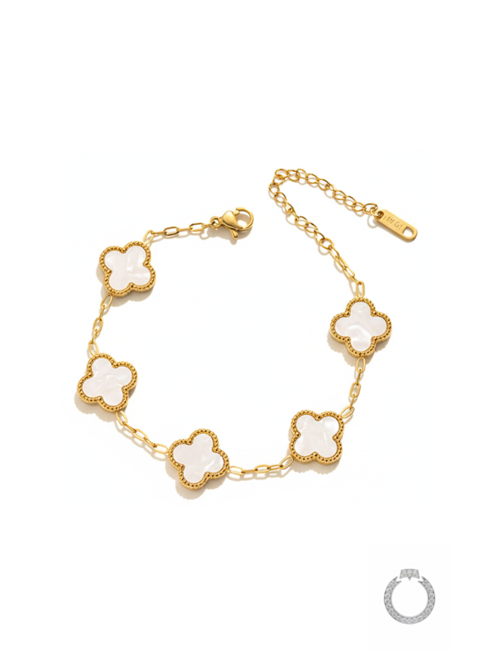 pulseira trevo da fortuna em malaquita