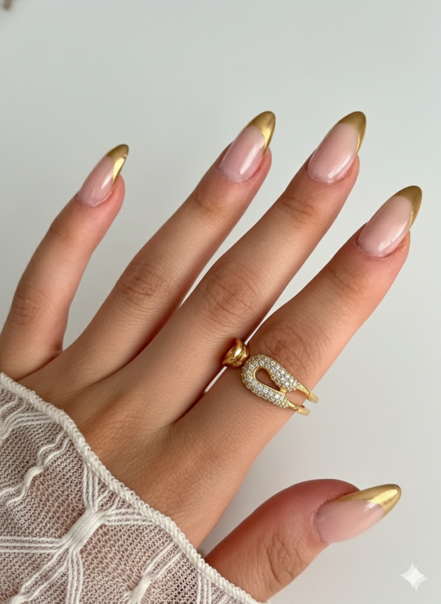 anel alfinete de ouro cravejado