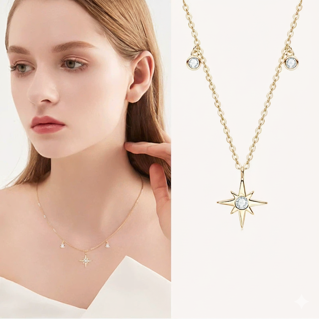 colar estrela polar dourado