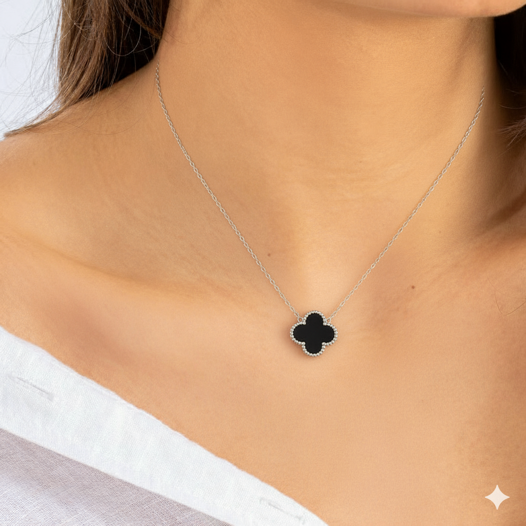 colar solitário trevo luxo