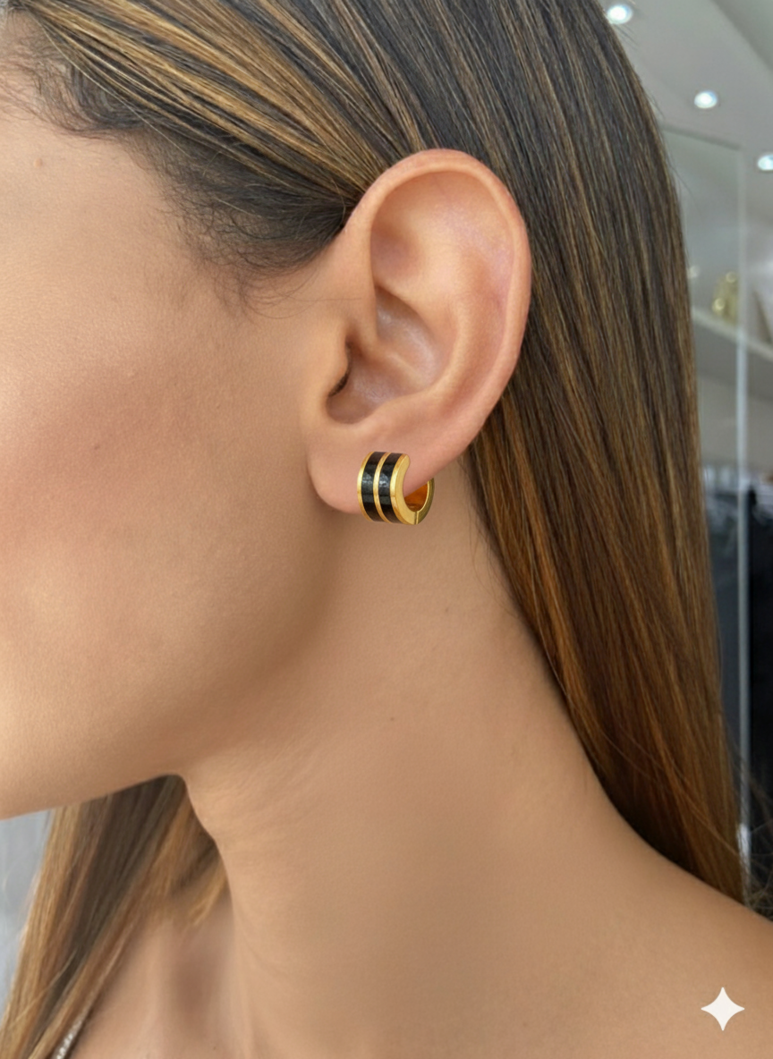 brinco argola esmalte listrado