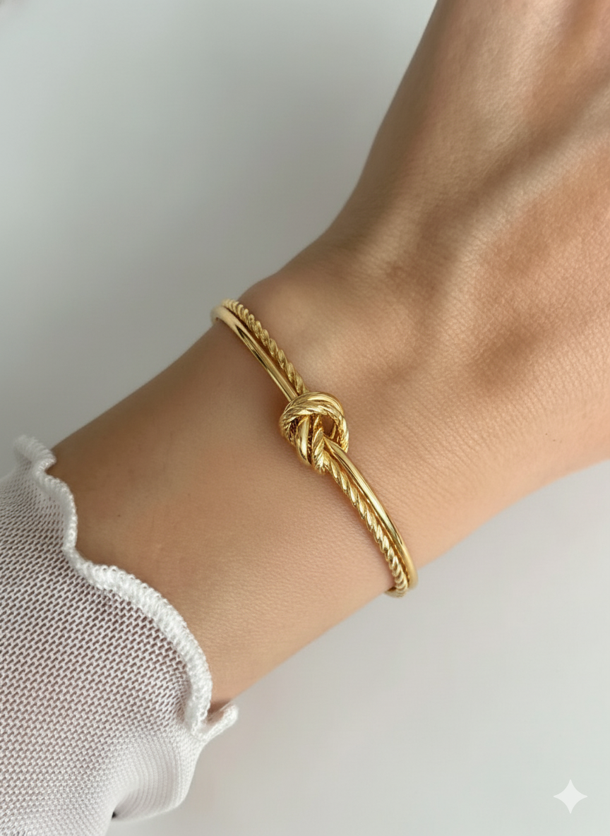 bracelete nó do amor dourado