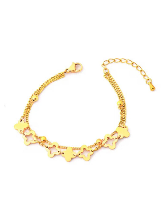 Pulseira Dupla Trevo da Sorte