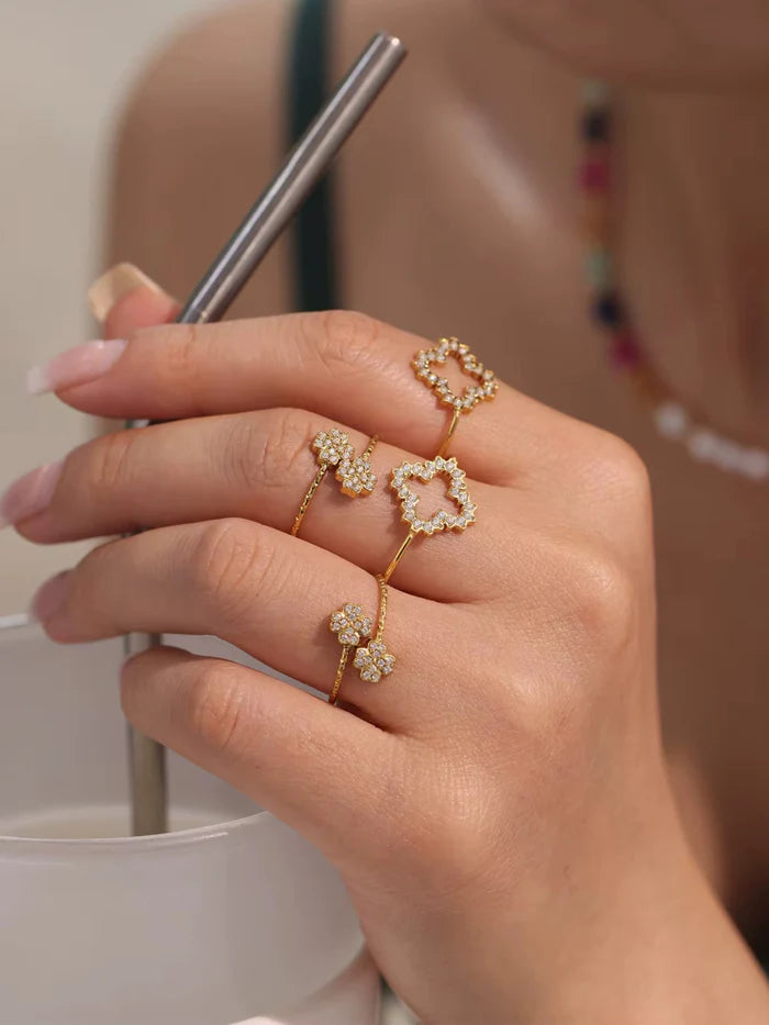 anel coração de estrelas