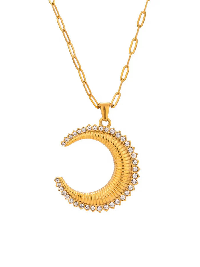 colar lua crescente cravejada