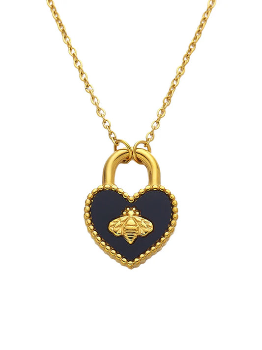 Colar Cadeado de Amor e Abelha
