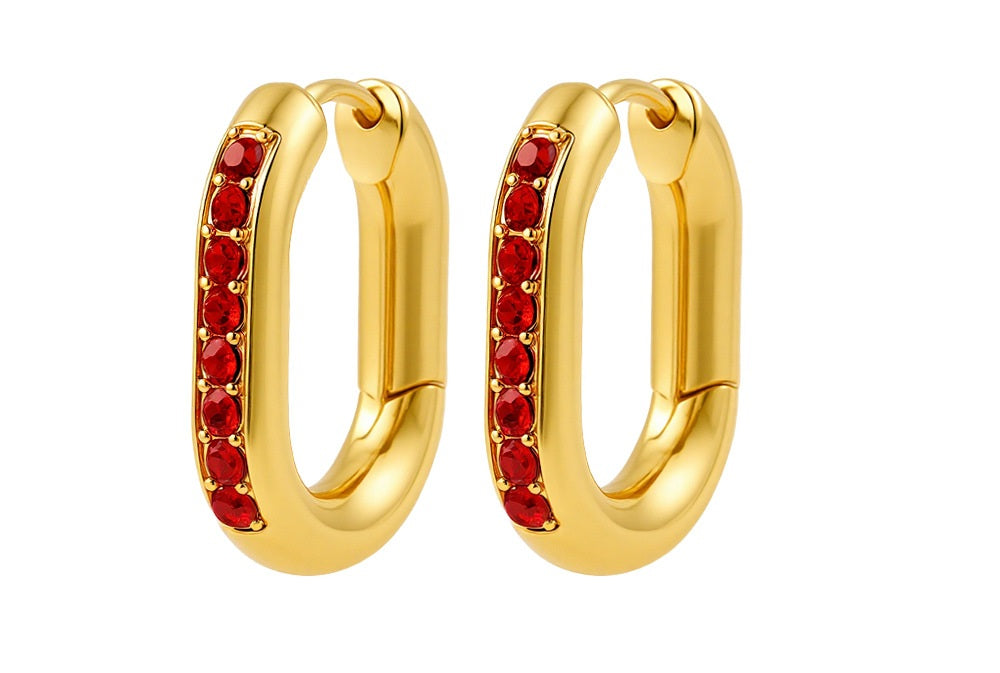 brinco argola oval cravejada