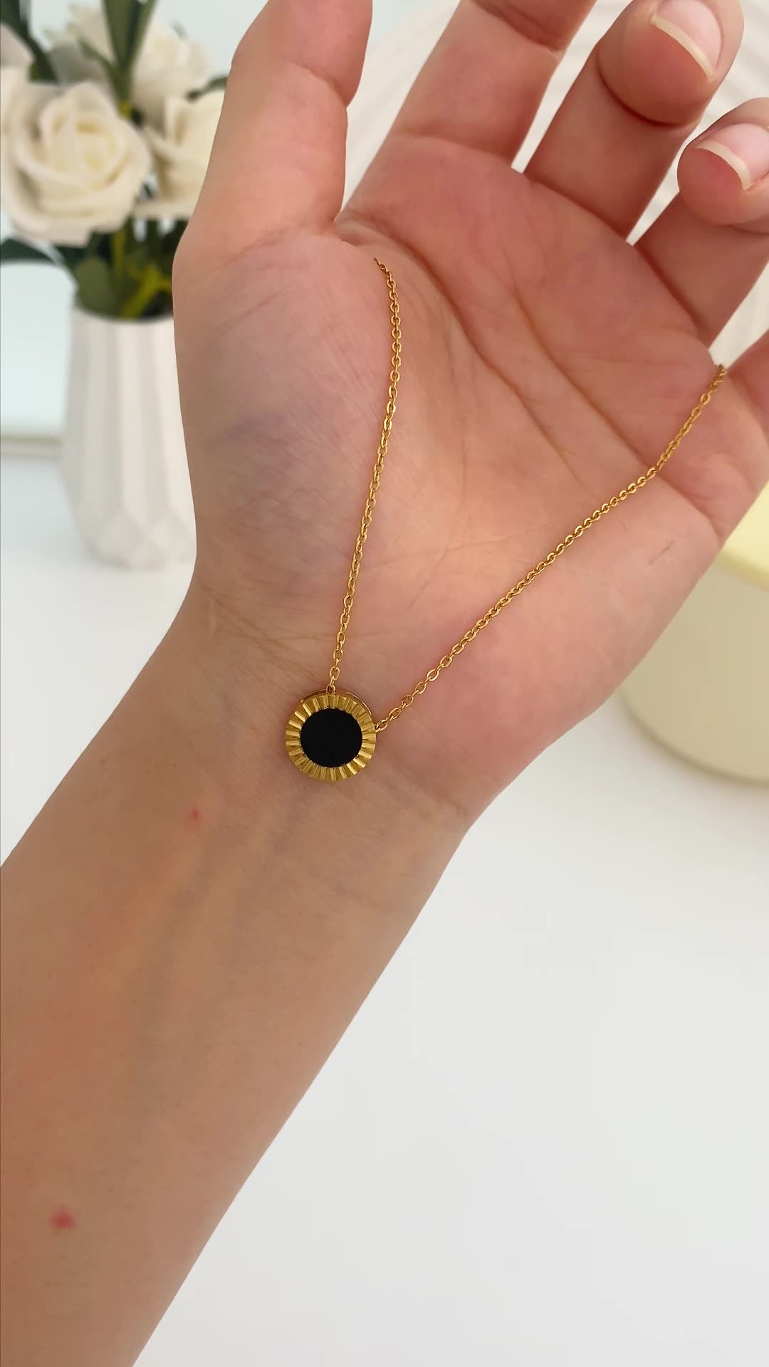 colar círculo de ônix