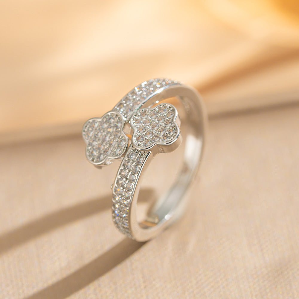 anel trevo de brilho