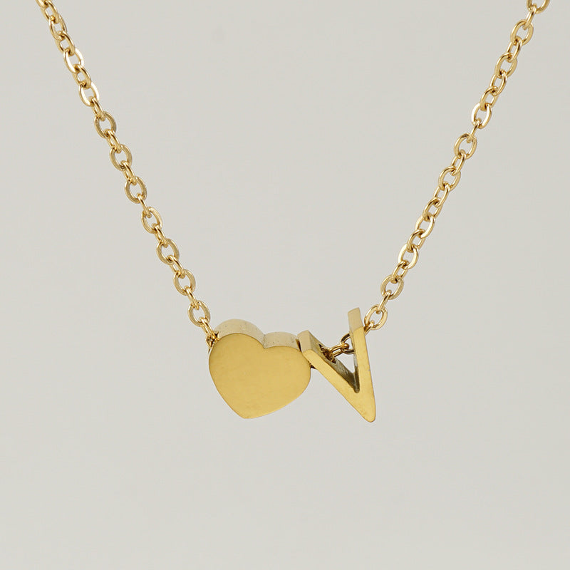 colar coração e letra