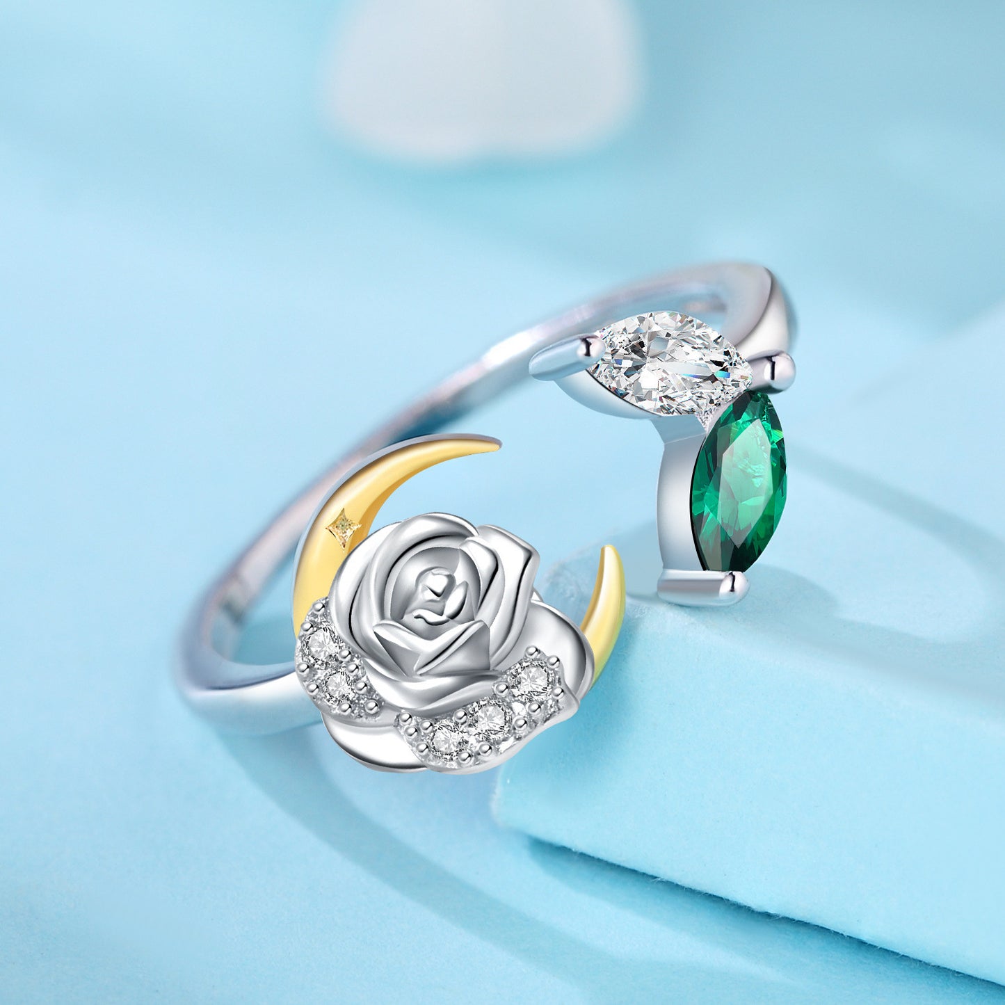 anel rosa de ouro lunar