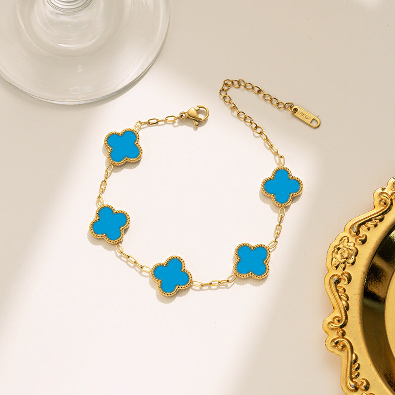 pulseira trevo da fortuna em malaquita