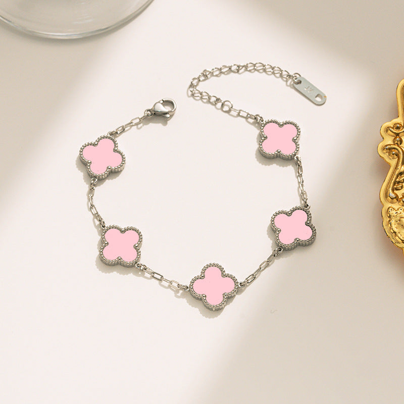 pulseira trevo da sorte em madrepérola