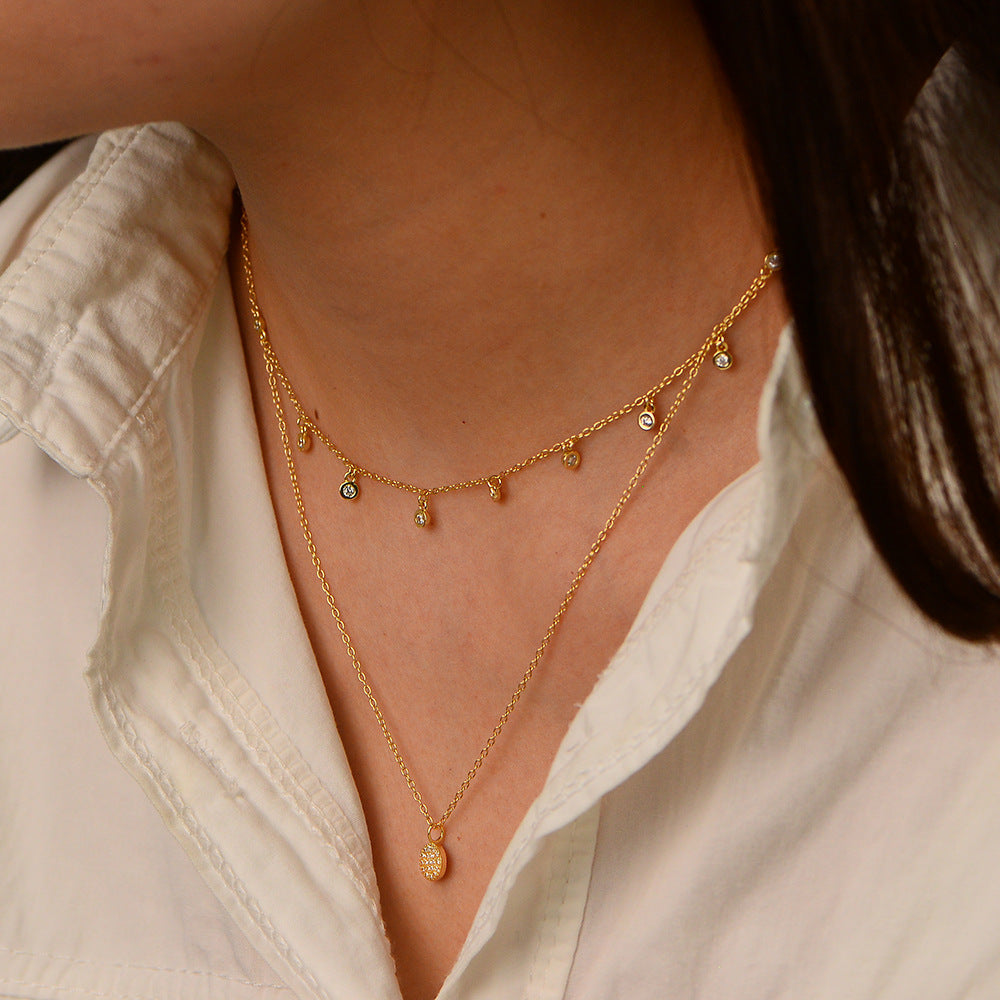 colar duplo chuva de brilho