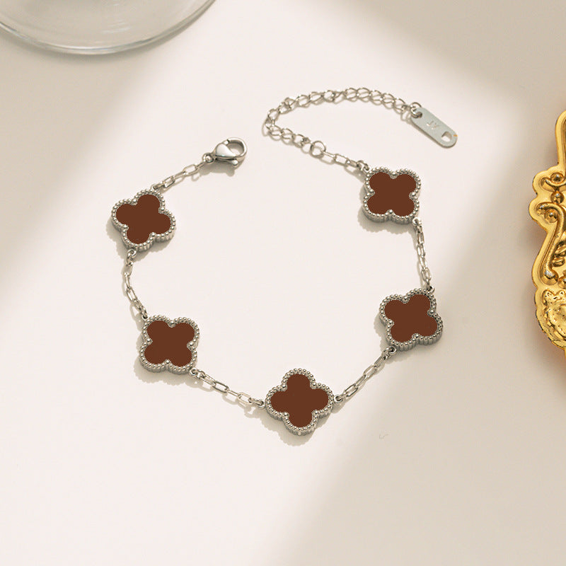 pulseira trevo da sorte em madrepérola