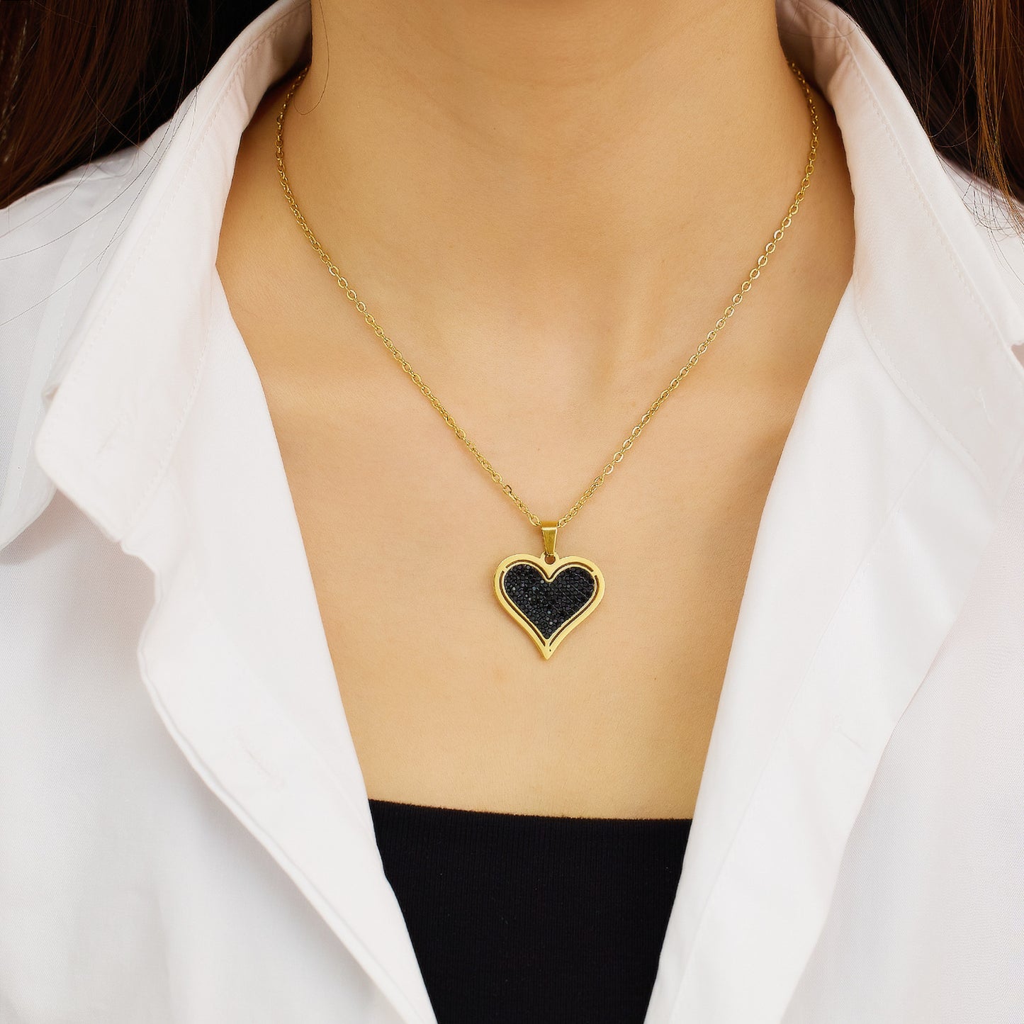 colar coração de ônix