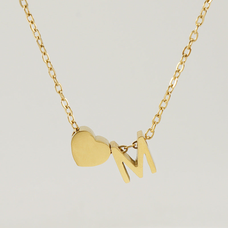 colar coração e letra