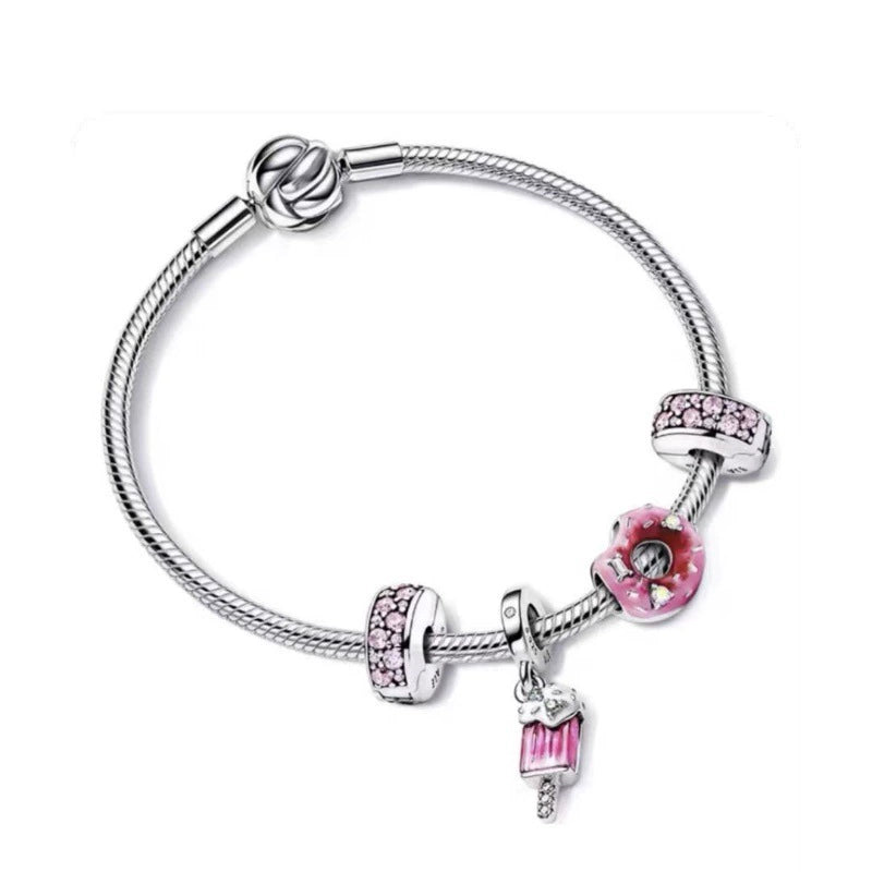 kit pulseira semi rígida doçura rosa