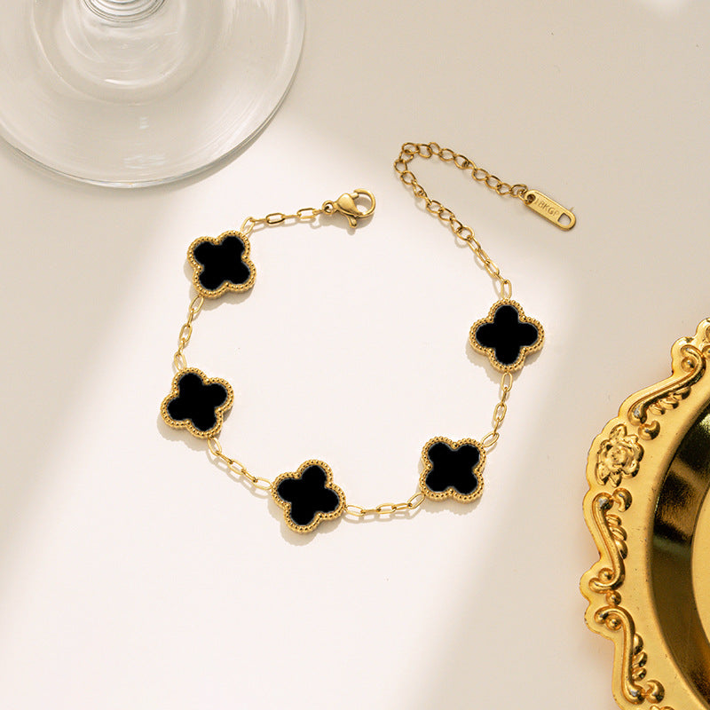 pulseira trevo da fortuna em malaquita