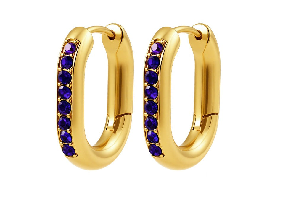 brinco argola oval cravejada