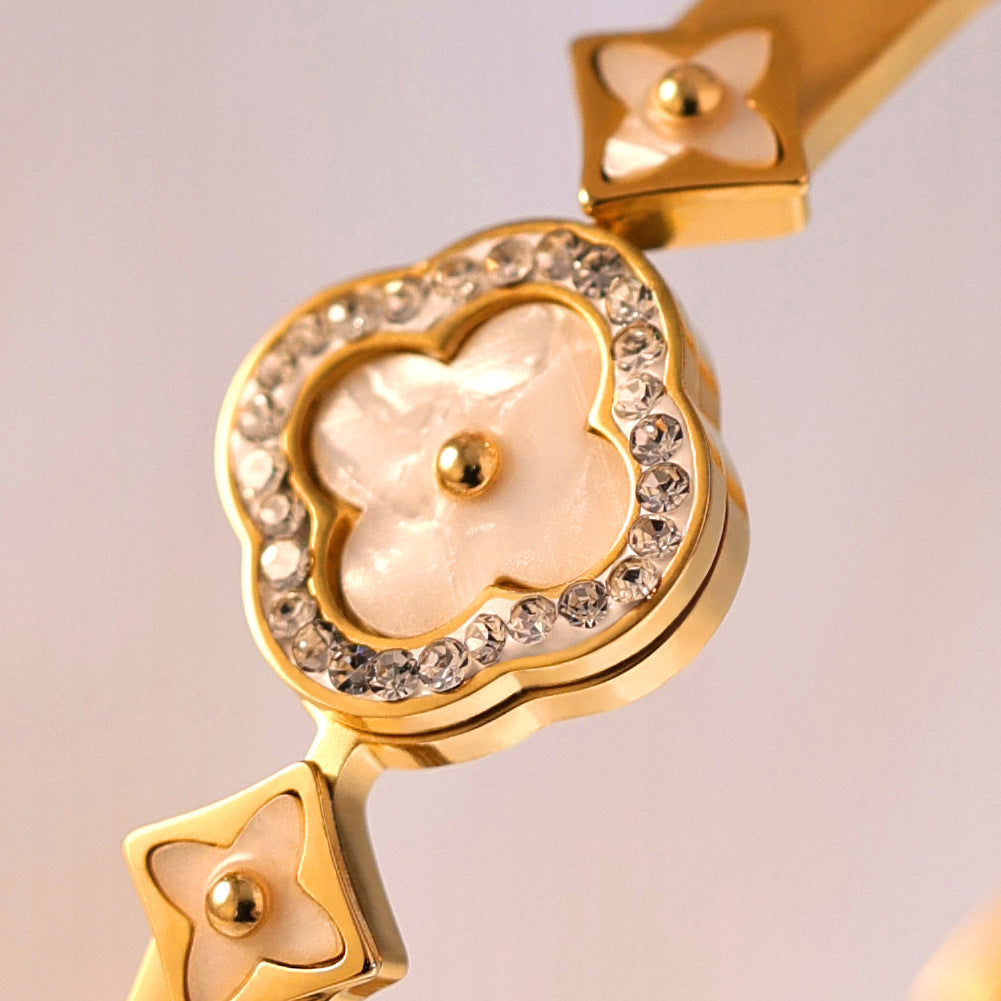 bracelete trevo de madrepérola luxo