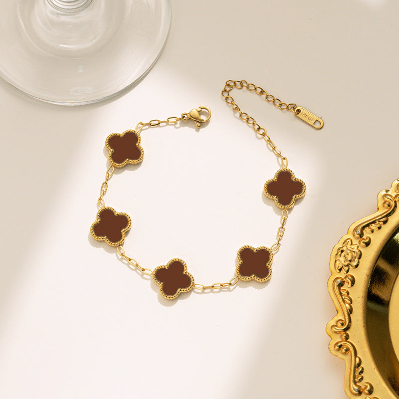 pulseira trevo da fortuna em malaquita