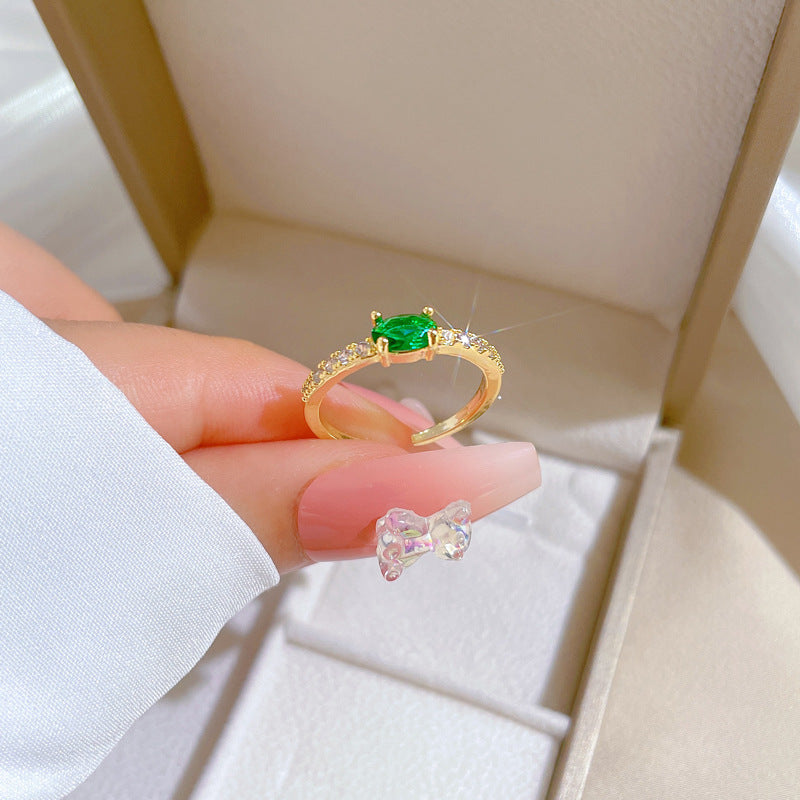 anel solitário esmeralda