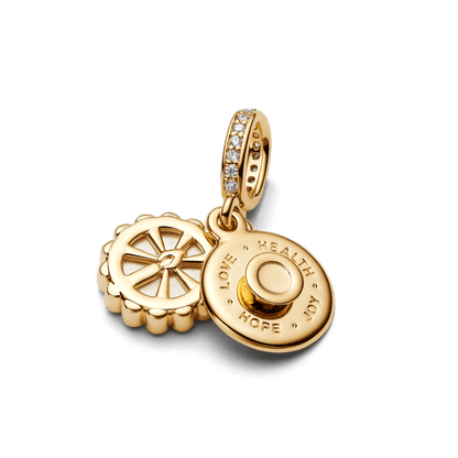 Charm Ouro Pendente Feliz Aniversario Duplo