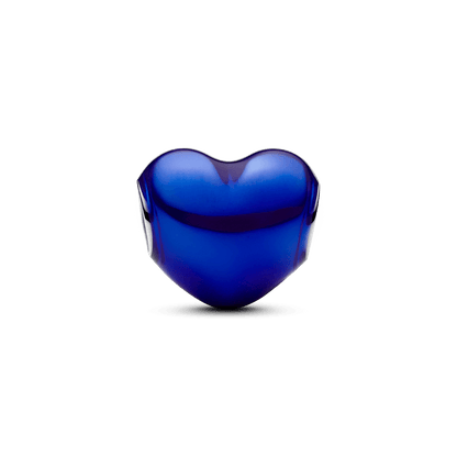 Charm Prata Coracao Azul Escuro Metalico