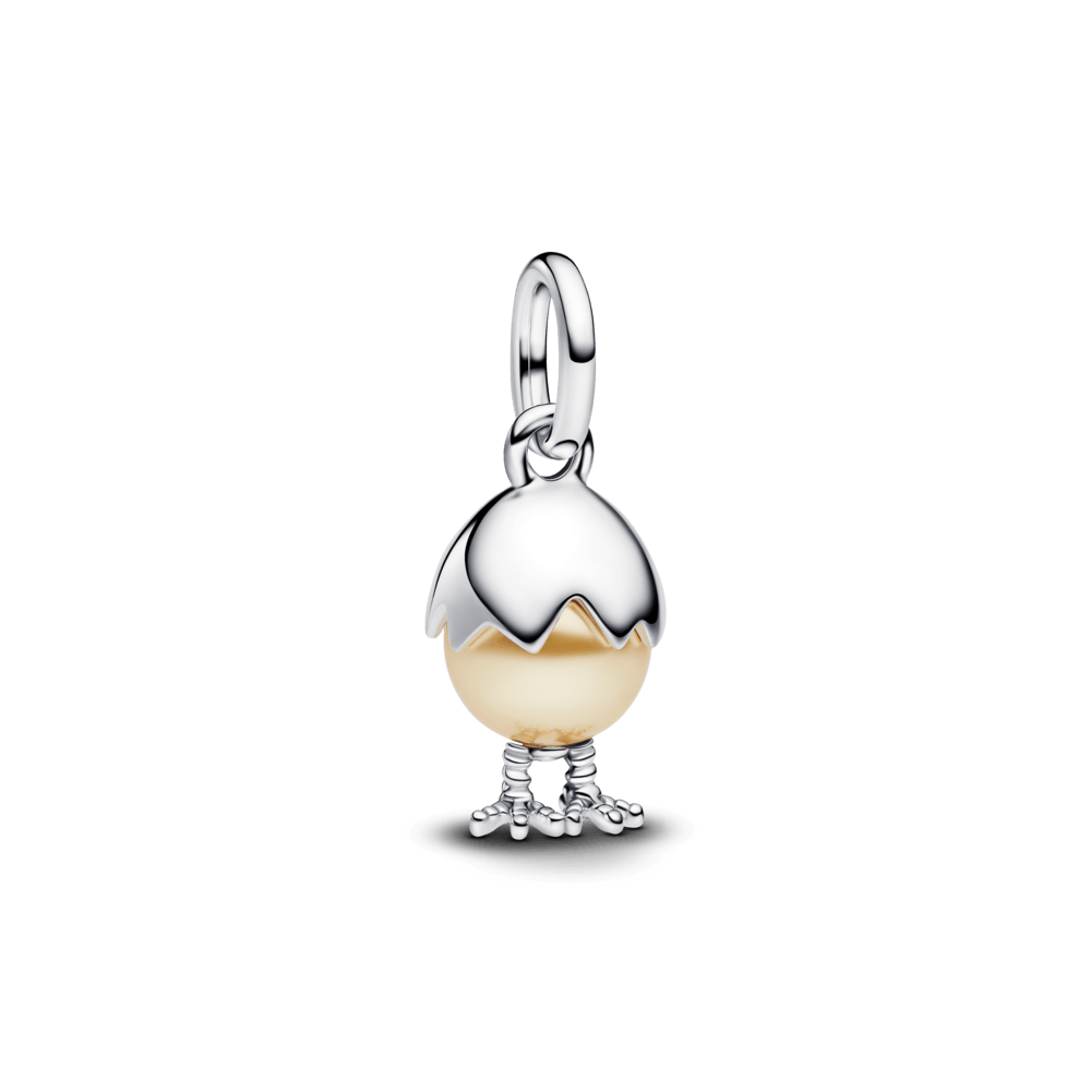 charm pendente ovo e pintinho em dois tons