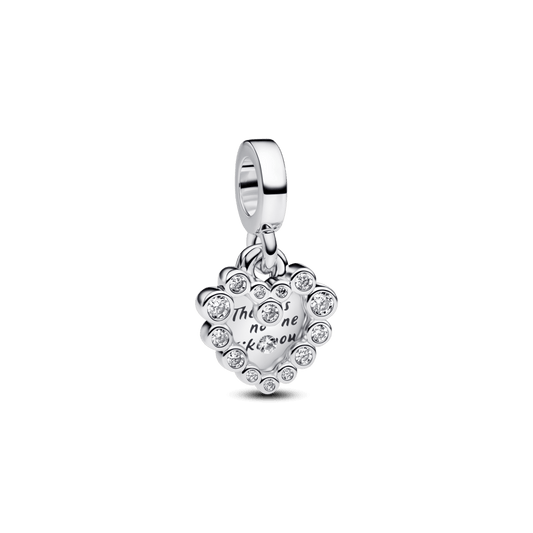 Charm Prata Pendente Coracao Duplo Brilhante
