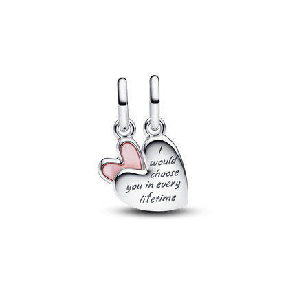 Charm Prata Coracao De Mae E Filha Divisivel