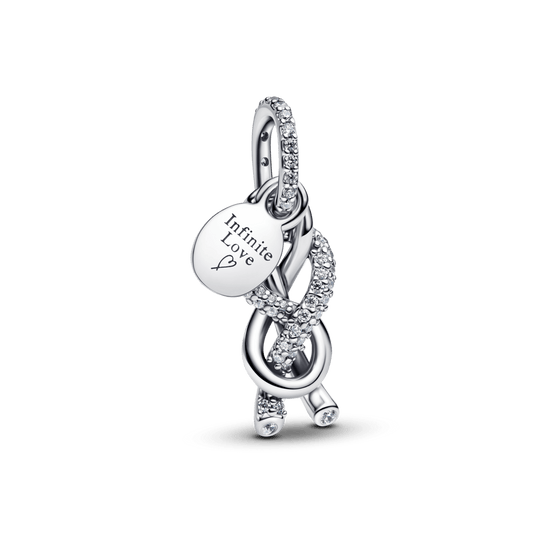 Charm Prata Pendente Nó Infinito Brilhante