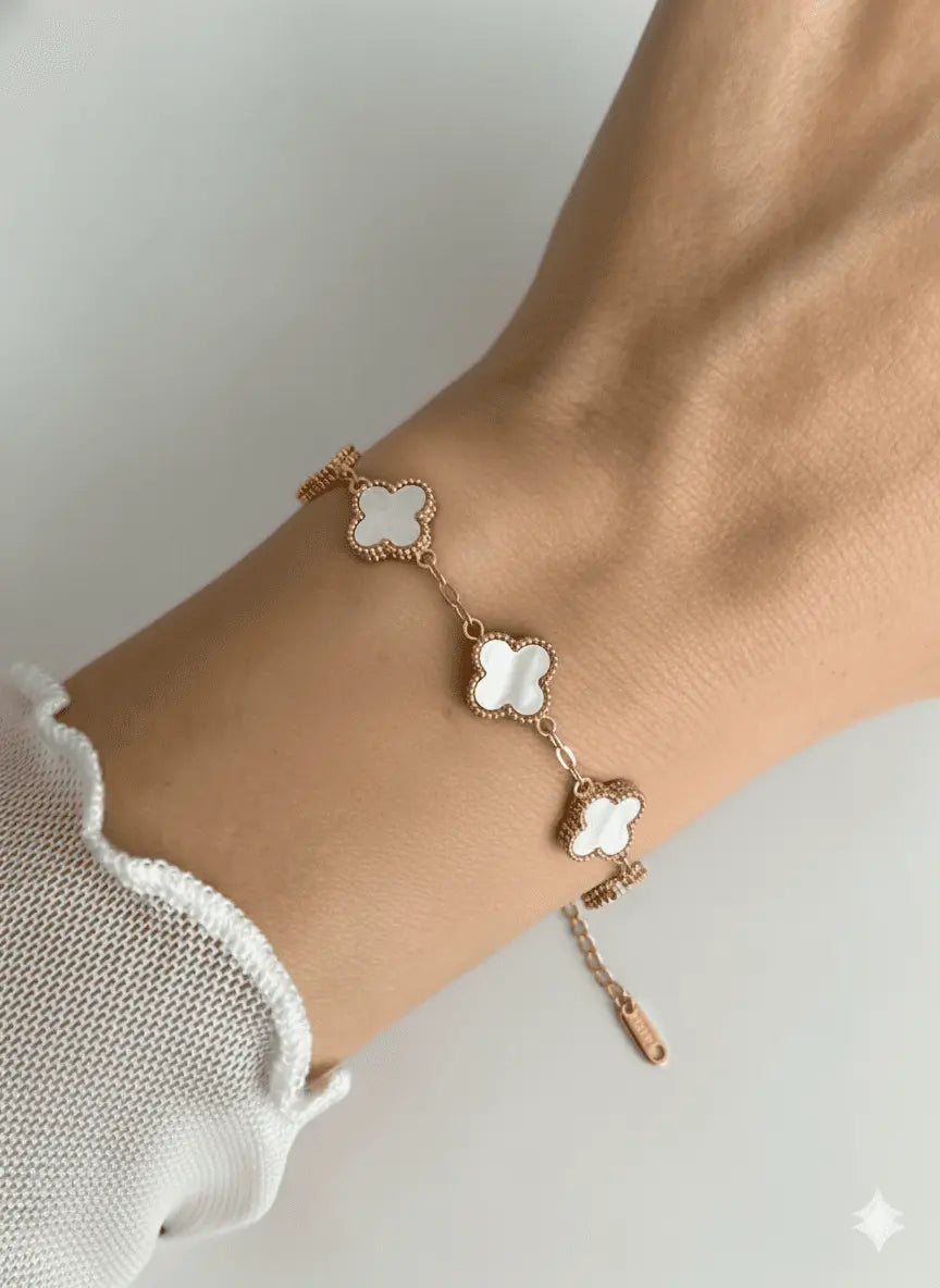 pulseira trevo da fortuna em malaquita