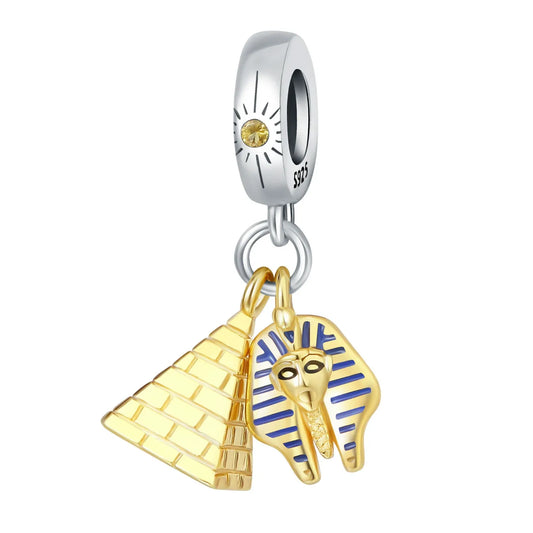 Berloque Pendente Esfinge e Pirâmide Dourado